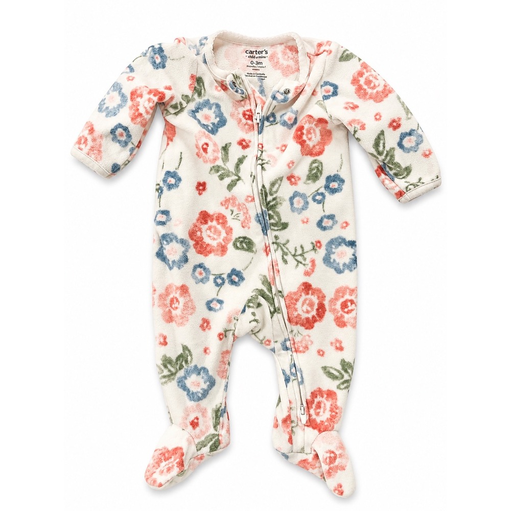 Carter's Child of Mine Newborn Baby Girl Sleeper Gown Bundle 4pc Floral Snowman